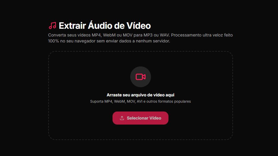 Passo 1: Interface inicial e área de seleção de vídeo