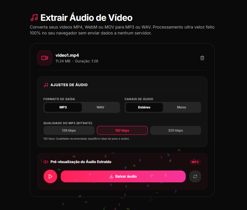 Passo 3: Pré-visualizar o áudio extraído e baixar o MP3