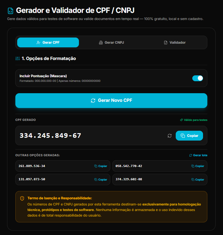 Gerador de CPF Válido no kitfrm.org