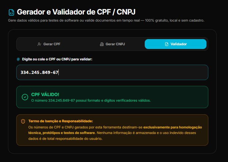 Validador de CPF e CNPJ no kitfrm.org