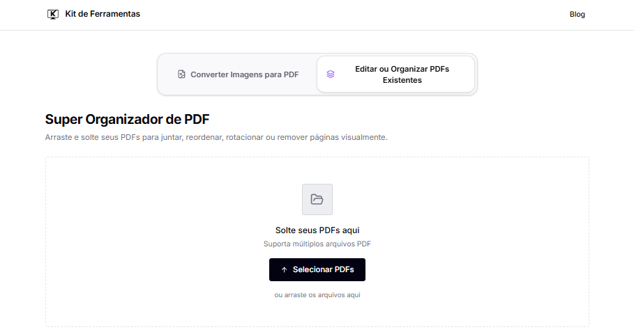 Passo 1: Selecionar e carregar os arquivos PDF