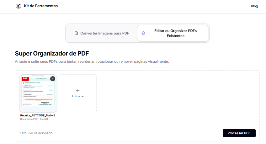 Passo 2: Gerenciar e preparar os arquivos carregados