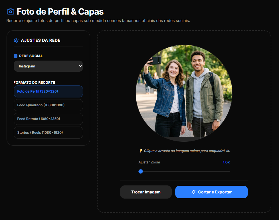 Passo 2: Foto de duas pessoas carregada na proporção de 1.0x