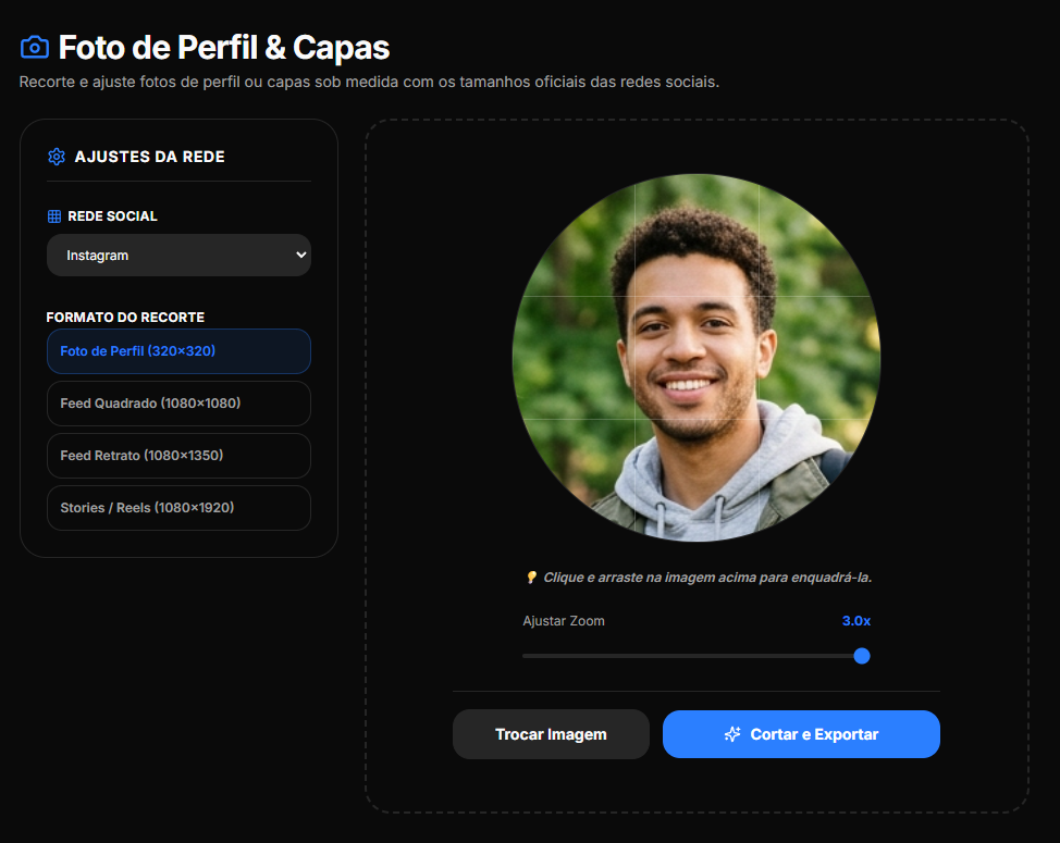 Passo 3: Zoom de 3.0x aplicado e reposicionado em um dos rostos